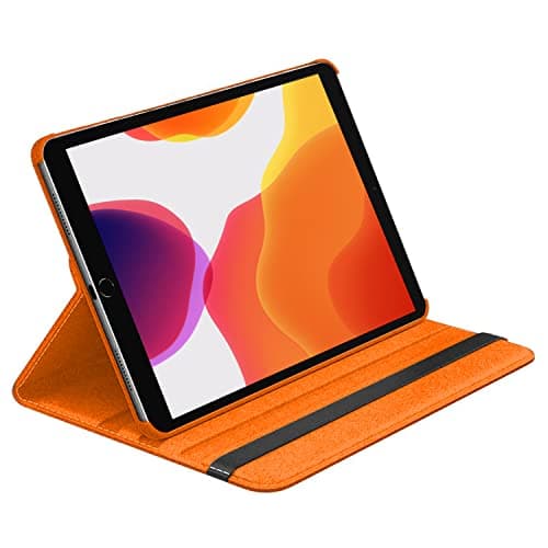 DV 360 Degree PU Leather Rotating Stand Swivel Case for iPad Mini 5 (A2126 / A2124 / A2133 / A2125), iPad Mini 4 (A1538 / A1550), Folio Cover, Hardback and Shockproof (Orange)