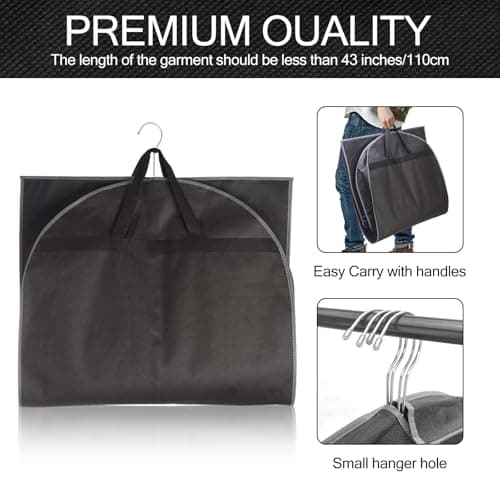 3 Pack 43" Garment Bag Suit Bag Garment Bags for Travel Duffle Bags for Hanging Clothes Storage Bag Carry on Garment Bag, Ideal for Wardrobes, Blazers, Dresses, Coats — view 6