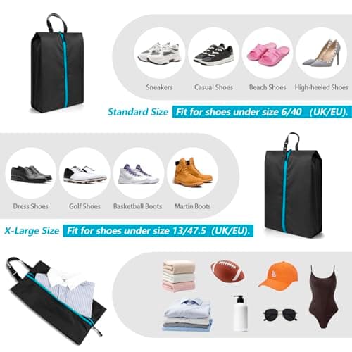 CANBOX Shoe Bags for Travel, 2 PCS Water Resistant Nylon Shoe Pouch with Portable Buckle Handle, Machine Washable Shoe Storage Organizer for Fitness, Home Use — view 2