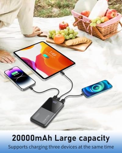 Portable Charger 20000mAh 22.5W Power Bank PD20W Fast Charging PD3.0 QC4.0 USB C Outputs & Inputs PowerBank With LCD Display For Smartphones, Smartwatches, Outdoor Equipment, etc. — view 4