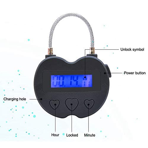 LCD Display USB Rechargeable Temporary Timer Padlock Travel Electronic Timer Black — view 5