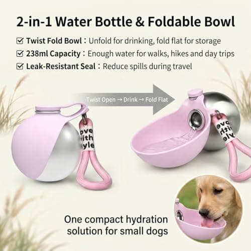 Foldable 2-in-1 Dog Water Bottle with Silicone Bowl, 238 ML — view 4