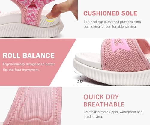 KuaiLu Womens Orthopedic Recovery Walking Arch Support Sandals Pink 6 — view 6