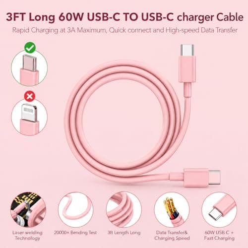 For iPhone 18 Pro Max 17 16 15 60W USB-C to C Charger Plug and Cable AVS — view 5