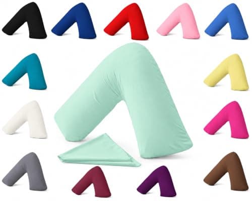 AmigoZone Plain Polycotton Back & Neck Support V Shaped Pillowcase Orthopedic/Pregnency/Nursing Pillow Case (Mint Green)