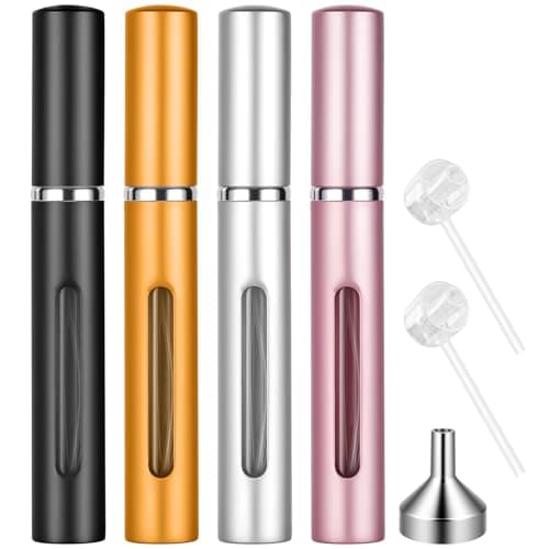 AUYAO 5ml Perfume Atomiser Perfume Travel Bottle Mini Perfume Atomiser Bottle Refillable Bottles Portable Mini Spray Travel Bottle Portable Perfume Dispenser for Purse Handbag Pocket Luggage(4PCS)