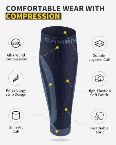 CAMBIVO Calf Compression Sleeves for Men & Women, 2 Pairs — view 3