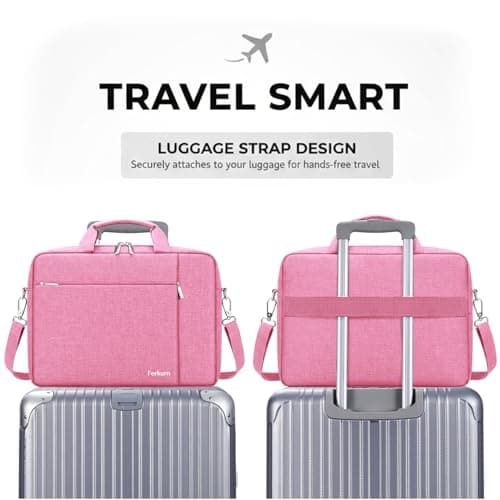 Ferkurn Laptop Bag Case for Women Men, Messenger Briefcase Computer Bag with Shoulder Compatible with Macbook Pro/Air, XPS Latitude, HP Pavilion, ASUS, Acer, Samsung, Pink, 15 15.6 16 Inch — view 4