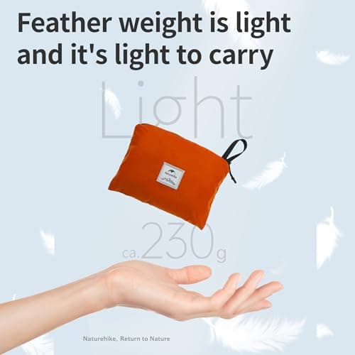 Naturehike Packable Backpack - Ultra Lightweight Foldable Daypack, PU2000mm Waterproof 30D Nylon Compact Hiking Rucksack for Travel Camping Outdoor（Orange 25L — view 2