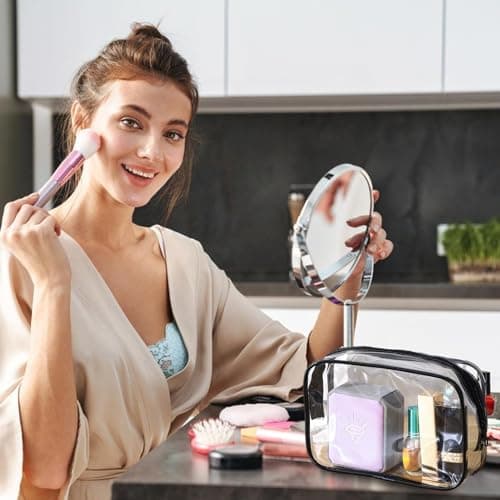 2 Pcs Double-Sided See-Through Travel Toiletry Bags, Waterproof PVC Plastic — view 5