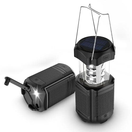 IMIGY Solar Rechargeable Camping Lantern, Foldable with Hand Crank & LED Flashlight, 3000mAh Power Bank, Type-C Charging, Portable for Camping, Hiking, Tent & Emergency