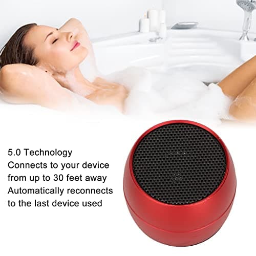 Portable Bluetooth Shower Speaker, USB Charging Large Volume Waterproof Outdoor Wireless Speaker, Lightweight Compact Travel Speaker for Shower Room Car (Red) — view 2
