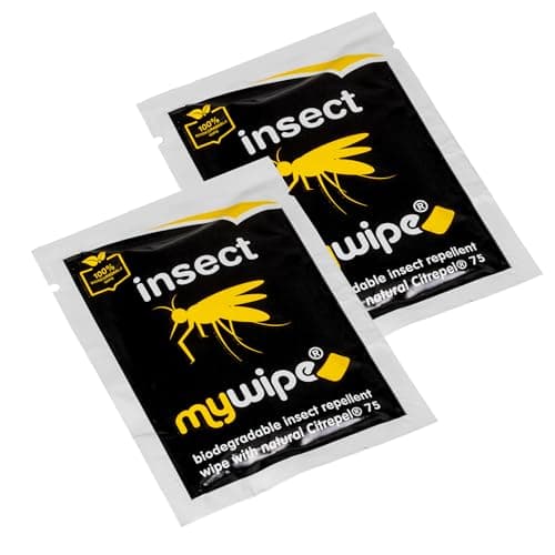 MYWIPE Individual Insect Repellent with Natural Citrepel 75® Wipes *NEW DEET Free Formula* (20)