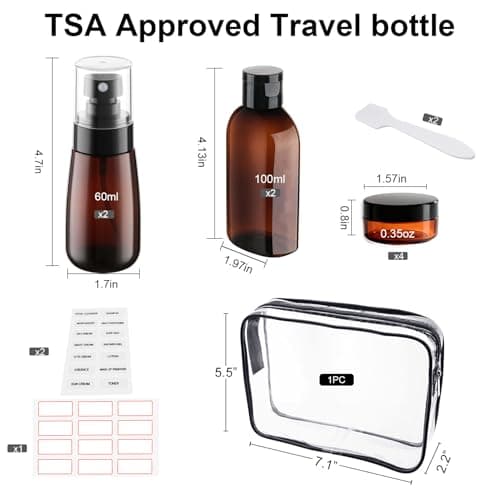 Decorniqu 15 Pack TSA Approved Travel Bottles for Toiletries(Brown) — view 2