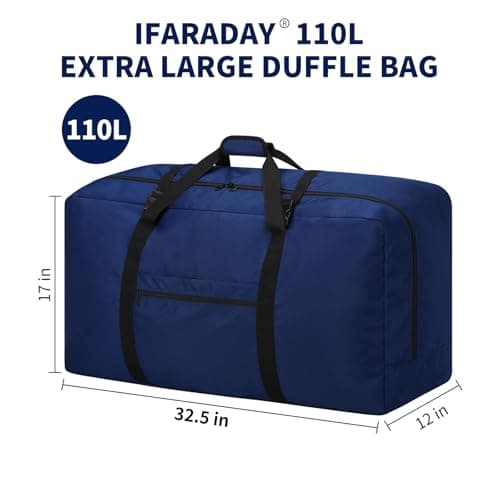 ZZY 110L Extra Large Duffle Bag Lightweight - Oversized Foldable Holdall Storage Bag for Travel, Outdoor, Camping, Sport (Navy Blue) — view 5