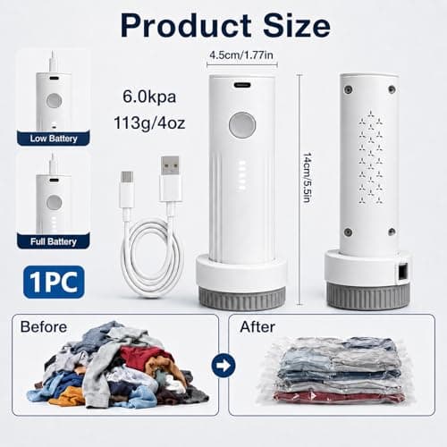 Portable Electric Vacuum Pump for Travel Storage Bags USB Rechargeable — view 3