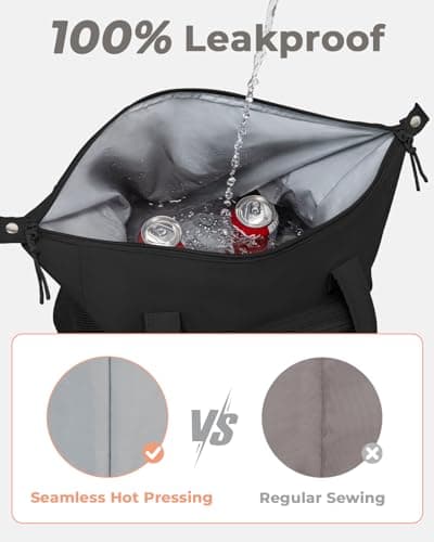 Puffer Cooler Bag 35 Cans Insulated Soft Cooler for Women Lightweight Ice Chest Leakproof & Portable Lunch Coolers for Picnic, Beach, Camping, Work, Travel, Trip (Black) — view 4