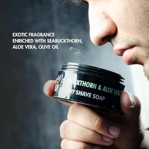 Pink Woolf Travel Shaving Kit For Men (Seabuckthorn & Aloe Vera) | Includes Pre-Shave Oil, Shaving Brush, Shaving Soap & After Shave Balm | Compact Grooming Combo – 50 ml Each (Pack of 4) — view 4