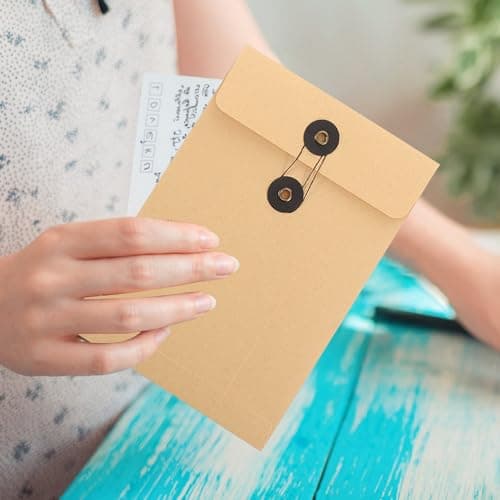 6pcs Document Folders Large File Storage Bags with String Button — view 4