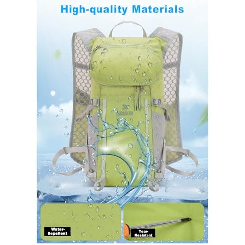 Fistcale Lightweight Water Repellent Outdoor Backpack - 0.28kg Hiking & Cycling Bag with Large Capacity, Reflective Strips for Camping/Running/Commuting- Green — view 4