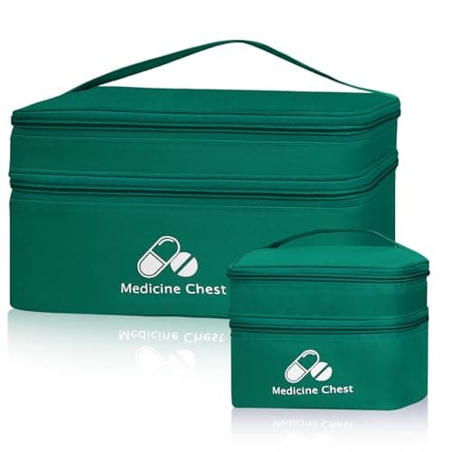 DiULi First Aid Kit Bags 2 Pack, Small & Medium Empty Medication Storage Bag Set, Waterproof Oxford Cloth Medicine Pouch with Dual Zippers, Tear-Resistant for Home Travel Hiking Camping, Dark Green