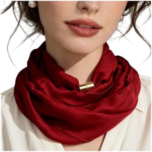2 Pack Women Lightweight Scarf Solid Color Magnetic Neck Wrap Shawl — view 5