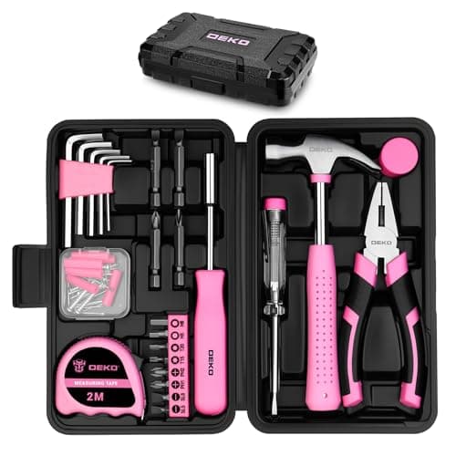 Pink Tool Kit : DEKO 56 Piece Small Mini Tool Box with Essential Hand Tools, Easy Storage for Drawer, Home DIY Tool Set Perfect as Gift