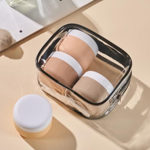 Travel Pots, Containers for Toiletries by Aurdox, Silicone Cream Jars with Spatulas Tool and Clear Bag,TSA Approved Mini Travel Size Containers,Leak-proof Essentials for Cosmetic 40ml — view 6