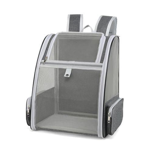 Haipky Ventilated Cats Dogs Rabbits Carrier Backpack for Small Pets and Puppies – Perfect for Outdoor Adventures and Vet Visits, Ultimate Comfort On-the-Go, Grey