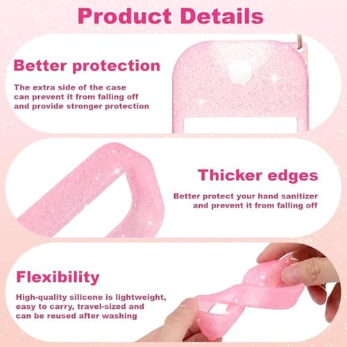 Hotcho Hand Sanitizer Bottle Compatible with Touchland Spray 1Fl Oz/30ml,Silicone Case with Keychain,Suitable for Travel and Portability (3, Pink Blue White) — view 3