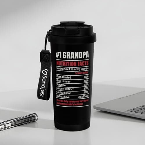 Grandpa Gift from Kids, Stainless Steel 2-in-1 Lid Coffee Tumbler 18 oz, Best Grandpa Ever Insulated Travel Mug for Men Granddads Grandfathers, Gift Idea for Birthday Christmas Fathers Day Retirement — view 6
