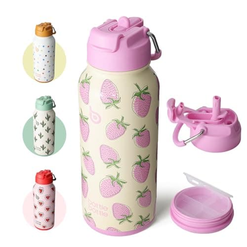BOTTLE BOTTLE Insulated Water Bottle 950ml Stainless Steel with Straw and Pill Box