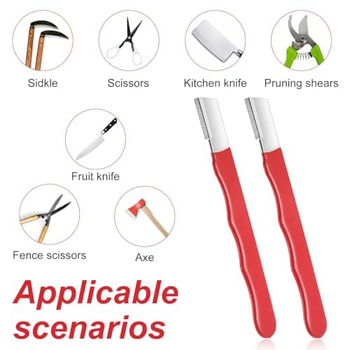 6 Pack Garden Tool Sharpener, Pocket Sized Blade Pruning Shears Blade Sharpeners, Mini Portable Quick Edge Sharpening Multipurpose Usage Knife Sharpener for Pruning Shears Hedge Scissors (Red+Black) — view 3