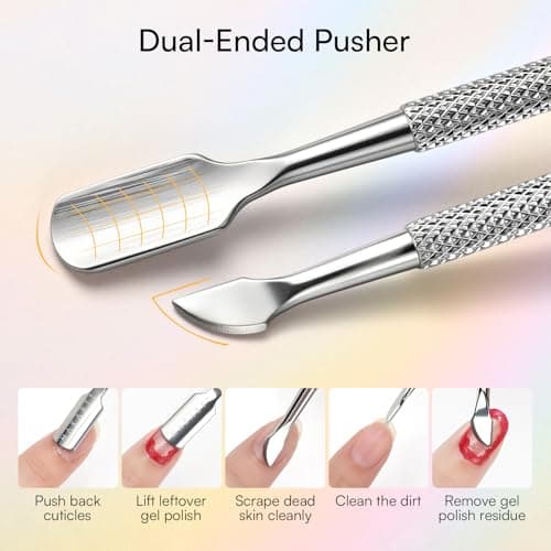 Makartt 2-in-1 Cuticle Remover & Pusher Set Pink 7mm Blade Stainless — view 3