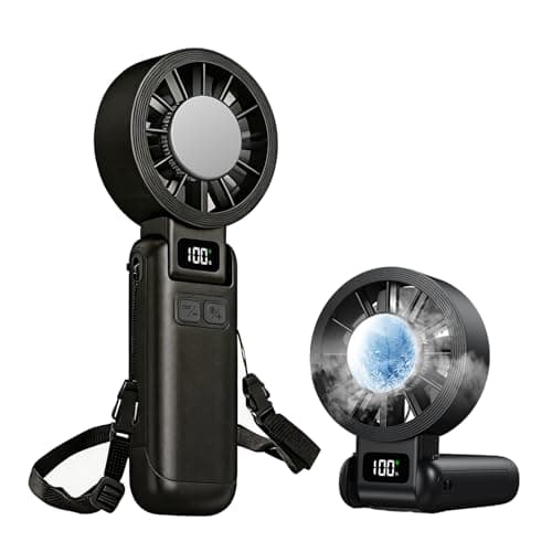 VanSmaGo Portable Handheld Turbo Ice Cooling Fan,3-in-1 Neck Fan for Travel,Tiefschwarz