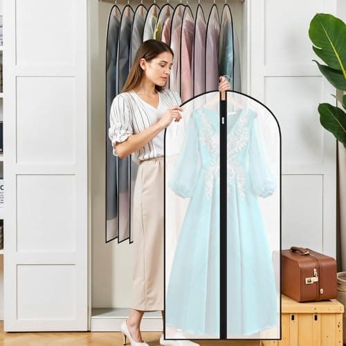6 Pack Garment Bags, 47in PEVA Suit Bags Clothes Covers, Black Edge — view 6