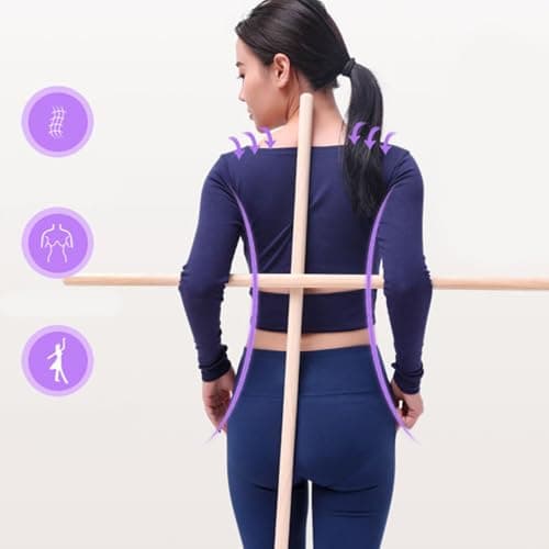Posture Exercise Stick for Back Stretching, Wooden Mobility Training Pole for Flexibility & Shoulder Opening, Lightweight 20 Inch Portable Fitness Bar for Dance, Yoga, and Daily Posture Practice — view 3