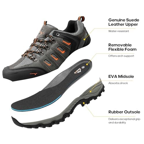 NORTIV 8 Men's Hiking Shoes,Black/Dark/Grey/Orange,9 — view 6