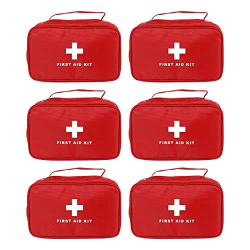 AOUTACC 6Pcs First Aid Bag Empty, Waterproof Durable First Aid Kit Bag Empty with Zippered,First Responder Storage Medicine Emergency Bag for Home Office Kitchen Outdoor Travel Activities-Red
