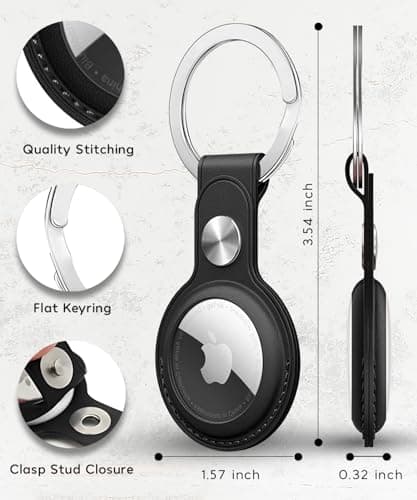 PU Leather AirTag Keyring Holder Compatible with Apple AirTags Case Leather. Anti Lost Scratch Resistant Secure Key Ring for Pet Collar Luggage Bag Travel. Protective Air Tag Keychain Cover (2 Pack) — view 2