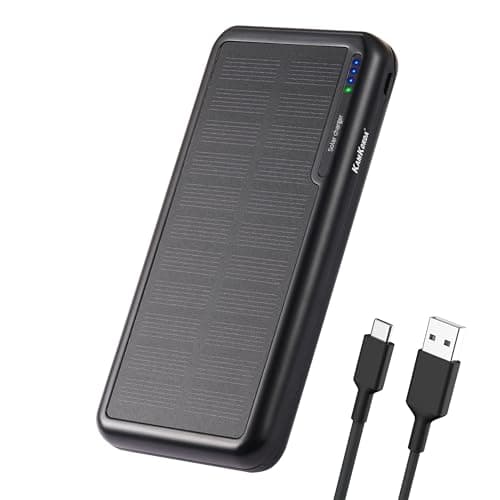 Solar Bank 26800mAh with Built-in Lithium-Ion Battery, USB & Type-C Charger, Solar Emergency Charging Panel, Black