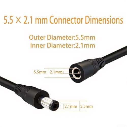 5.5mm Female to 2.5mm Male DC Power Adapter 16cm — view 5