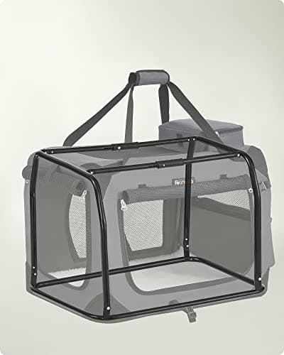 Feandrea Foldable Pet Carrier Bag, Portable Dog Travel Crate, Soft Sided Dog Cat Pet Travel Carrier Large Dog Crate for Car with Breathable Mesh and Storage Pockets, 81 x 58 x 58 cm, Grey PDC008G01 — view 5