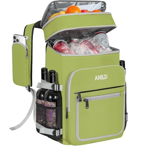 Insulated Backpack Bag 30L for Camping, Picnic, BBQ, Beach, Hiking, Green