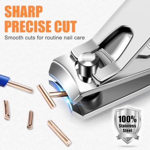 Finger Nail Clippers Adult - DRMODE 8 Pack Nail Clippers Bulk for Men Women Sharp Stainless Steel Travel Mini Toenail Clippers and Fingernail Clipper Set Curved Cutter Trimmer with Nail Cleaner/File — view 5