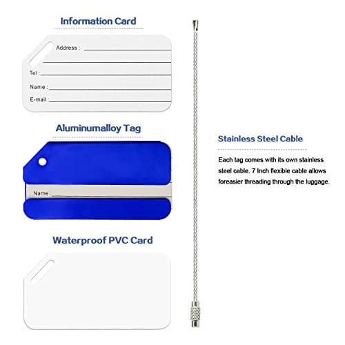Aluminum Luggage Tag for Luggage Baggage Travel Identifier By Ovener (Blue 2 Pcs) — view 3