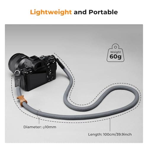 K&F CONCEPT Camera Neck Strap,100cm Nylon Rope Camera Neck Shoulder Strap for Micro Single and DSLR Camera (Grey) — view 4