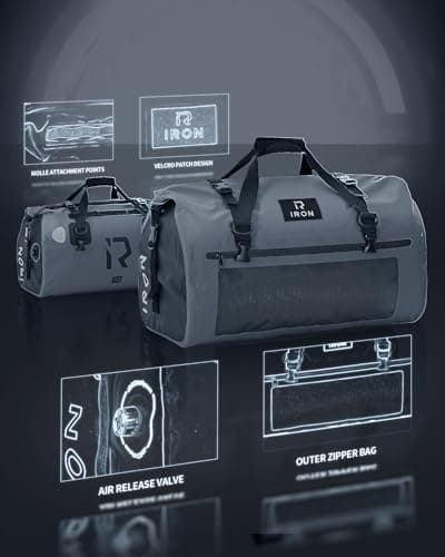 BORLENI Motorcycle Rear Bag Waterproof Luggage Roll Motorcycle Bag Waterproof Motorcycle Bag Saddle Bags Travel Bag Reflective for Hiking, Cycling, Travel, Camping, Outdoor, Kayaking, Gray, (70L) EU, — view 3