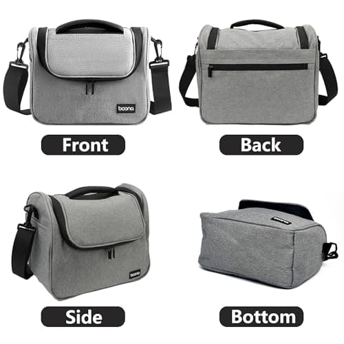 Linpr SLR/DSLR Camera Bag, Waterproof Crossbody Camera Case, Grey,Middle — view 6