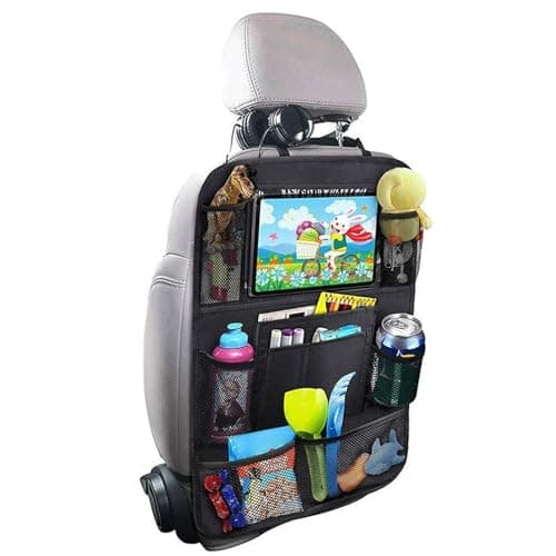 19x24 Inch Waterproof Car Backseat Organizer with Tablet Holder & Mesh Storage Pockets, Fastening Straps Car Caddy for Kids, Travel, Road Trips, SUV, Sedan — view 2